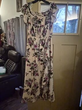 Plus Size 14 Boho Floral Maxi Dress Flowy Romantic